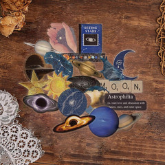 50Pcs Transparent Astronomy Stickers for Scrapbooking PET Cartoon Celestial Stic