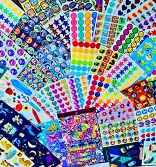 1079 Mxd Sticker Collection, Rainbow Stars Angel Kitty Dancing Bunny Panda Cub