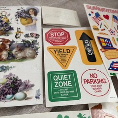 mrs. grossman’s stickers lot Easter Summertime Vtg Cross Happy New Year Hearts
