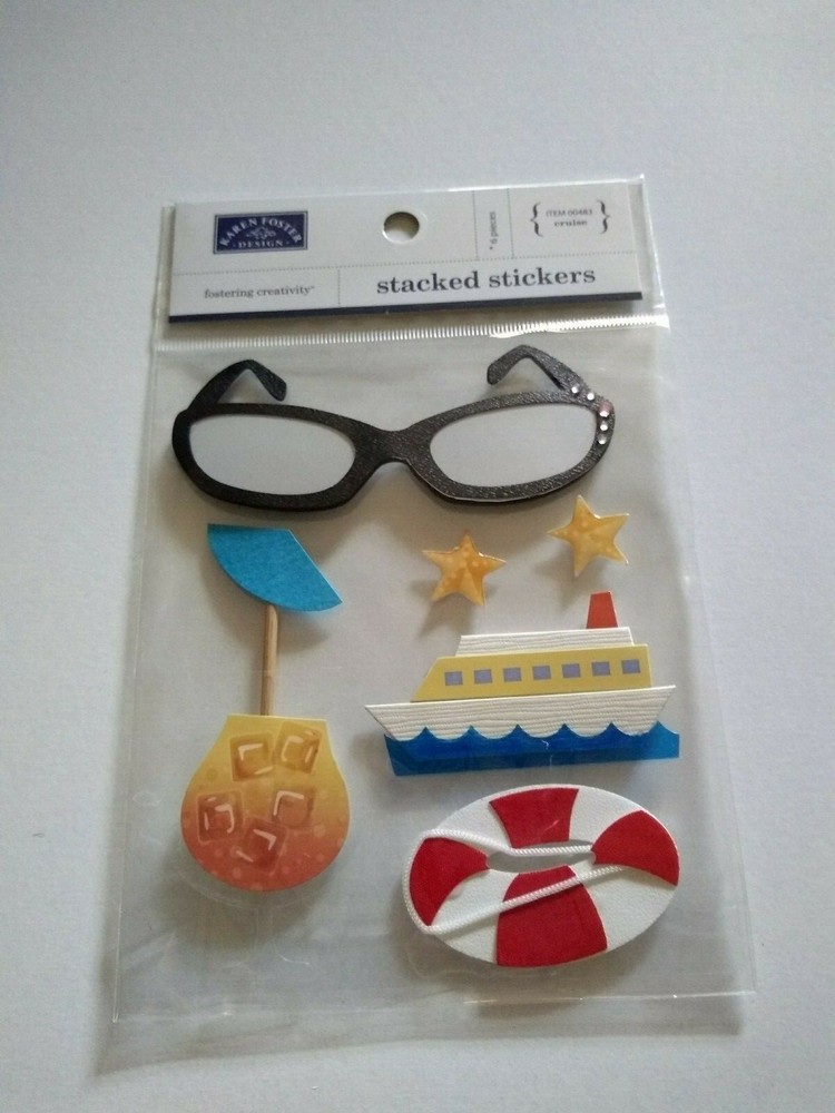 Craft Stickers KF 3D Cruise Ship Sun Glasses Tropical Drink Life Preserver Saver