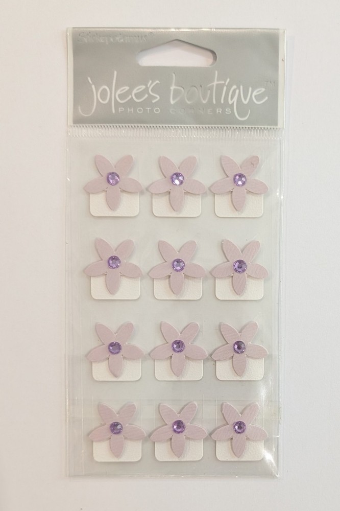 Jolee’s Purple Jeweled Flowers Photo Corners Scrapbooking Stickers