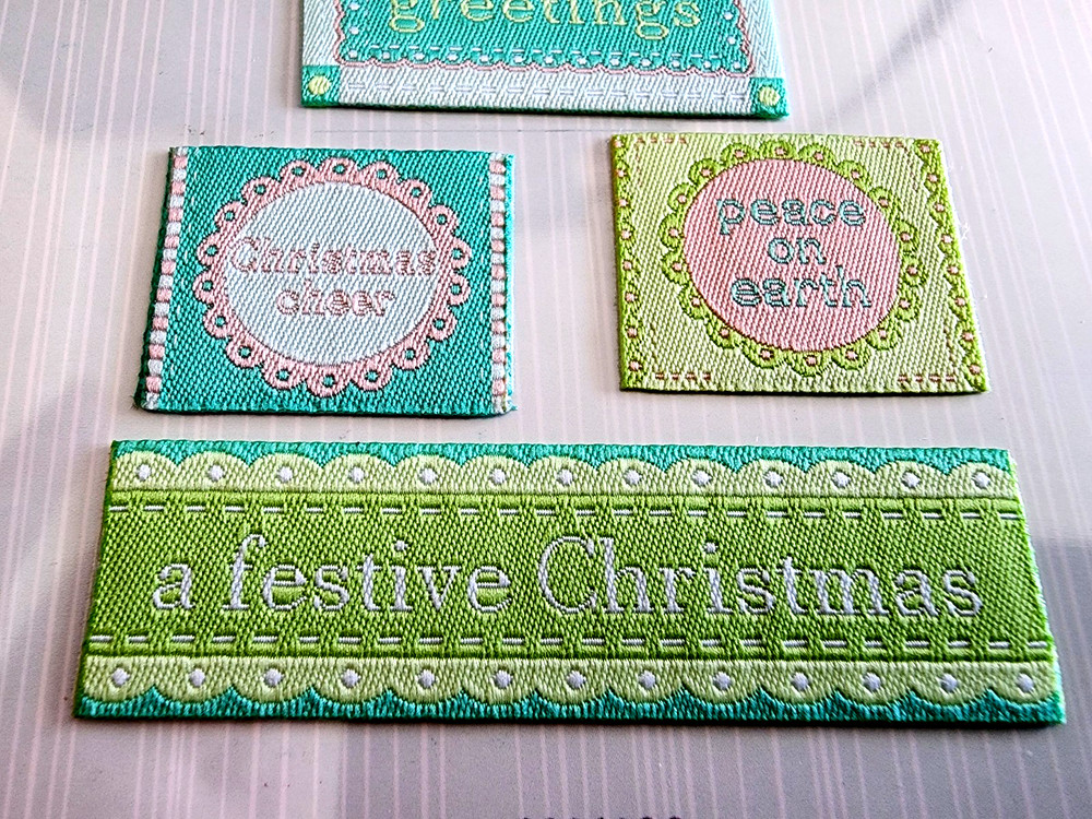 RARE 2005 Colorbok Pastel Christmas Words Woven Fabric Scrapbook Stickers Retro