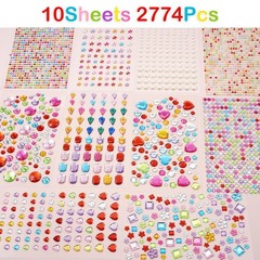 Self Adhesive Rhinestone Gem Stickers Acrylic Crystal Craft Decor Kit 2774PCS