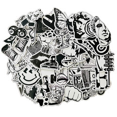 50 Gothic Witchy Laptop Stickers Pack Skull Tattoo Dark Emo Punk Decals Black