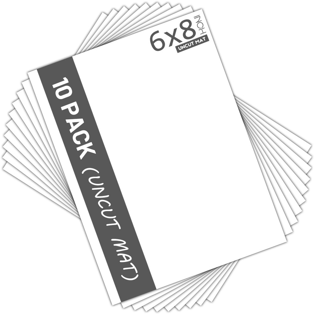 10 Pack 6×8 Inch White Uncut Mat Boards Acid Free 4Ply Thickness Center Backing
