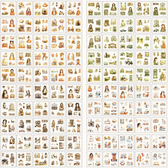 100 Vintage Girls Scrapbook Stickers – Retro Transparent PET for Diaries & Craft