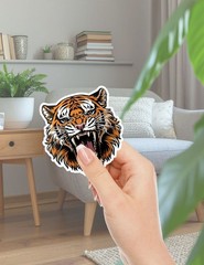 Angry Tiger Head Die Cut Vinyl Stickers Scrapbooking Laptop Waterbottle