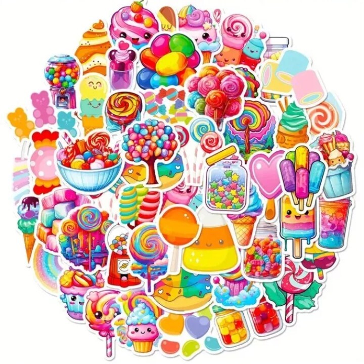Colorful 75 Piece Small Candy Lollipop Stickers 1.5″-2″