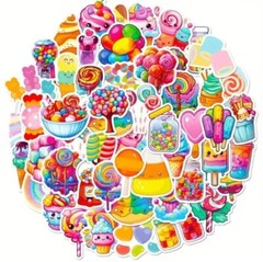 Colorful 75 Piece Small Candy Lollipop Stickers 1.5″-2″