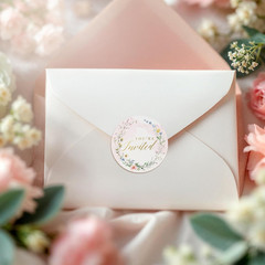 108 Pcs «You’Re Invited» Wildflower Design Wedding Invitation Stickers, 1.4