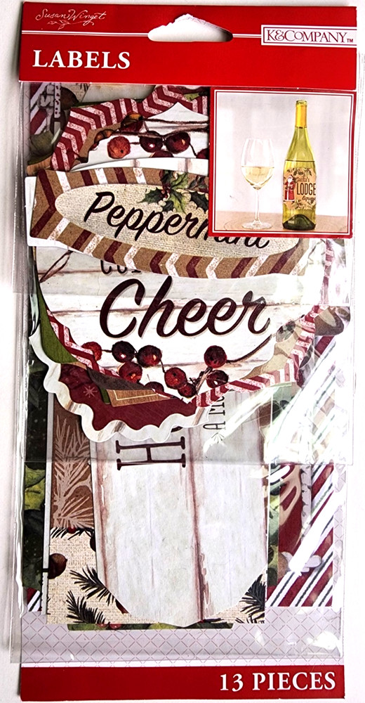 K&Company Natural Holiday Labels Christmas 2015 Peppermint Cozy Cheer 13 pc