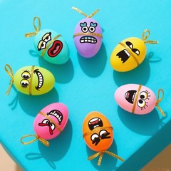 SerpizePaty 960Pcs Colorful Face Stickers, 48 Designs Black Green Red Pink