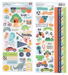 Pebbles COOL BOY CARDSTOCK STICKER SET scrapbooking (2) SHEETS FOIL