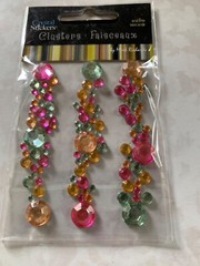 CRYSTAL STICKER CLUSTER ROUNDS MULTI-COLORS-SIZES GEMSTONE ROUNDS