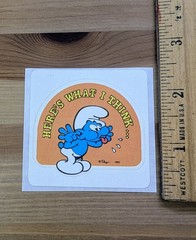 Vintage 1983 Smurf «Here’s What I Think!» Sticker Mod