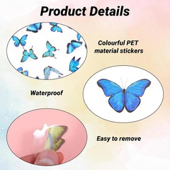 240 Pcs Butterfly Stickers,Floral Butterfly Pet Transparent Decorative Stickers