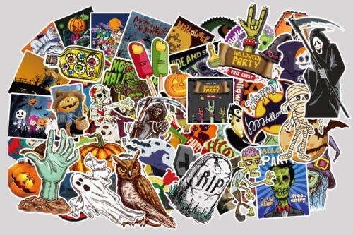 100 pcs Halloween Stickers for Car Window Skateboard Luggage Laptop Party Decor