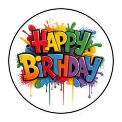 Happy birthday stickers, labels, tags, envelope seals party favors