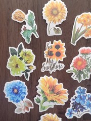 STICKERS x 10 Flowers Poppy Gardenia Sunflower Carnation Flower Daisy FL2