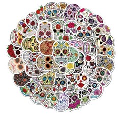50Pc Sugar Skull Stickers Dia De Los Muertos Day of The Dead Mexican Vinyl Decal