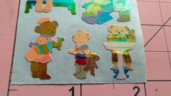 Vintage Sandylion Stickers Mother Of Pearl Teddy Bears Dentist/Bedtime 2 Modules