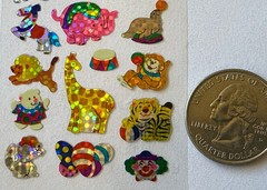 TINY ANIMALS Prismatic Stickers (26pcs)Giraffe•Bears•Rabbit•Horse •Elephant•Fox•
