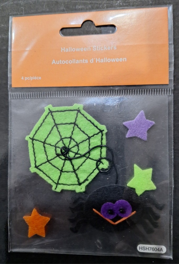 Halloween Felt Stickers of Spider and Web – 4 pieces