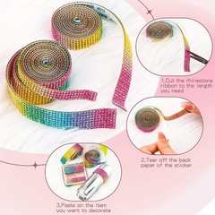 1yd Self-Adhesive Crystal Rhinestone Diamond Ribbon Trim Tape Diamante Sticker