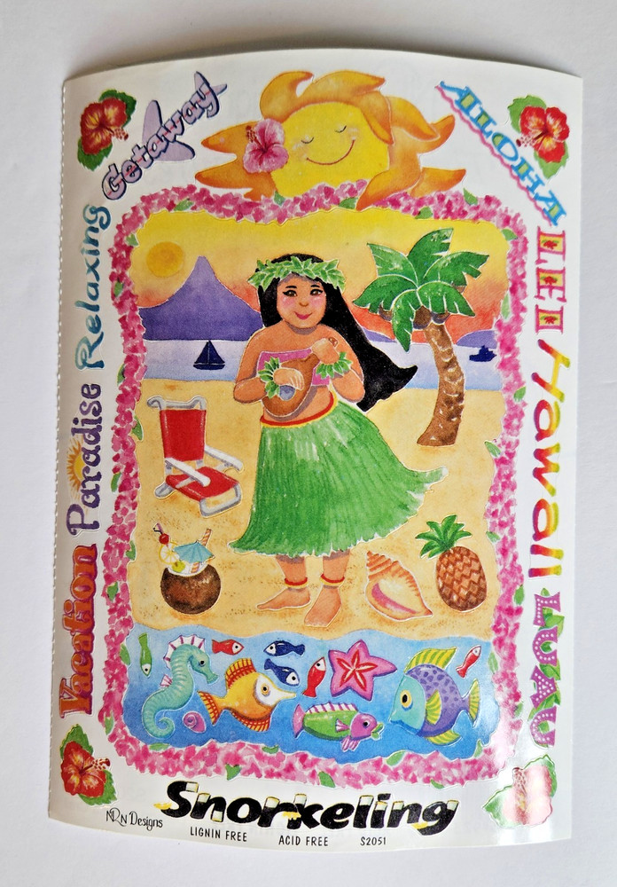 Vtg NRN Designs HAWAII VACATION Timeless Treasures Sticker Frames Build-a-Scene
