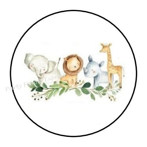 JUNGLE ANIMALS BABY SHOWER ENVELOPE SEALS LABELS STICKERS FAVORS