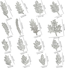 16 Pcs Leaf Metal Die Cuts & Embossing Stencils for Card Making – Carbon Steel C