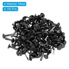 Brads for Paper Crafts, 150 Pcs Black Metal Round Paper Fasteners, 16 mm