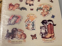 Vtg 1981 Hallmark Cute Kittens Cats Butterflies NOS Pack x4 Sticker Sheets 80s!