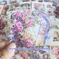 64 Sheets Vintage Floral Scrapbooking Kit, Precut Floral Natural Garden Flowers