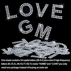 136 Pieces Rhinestone Letters Iron Stick on Sticker Large Glitter Bling Silver