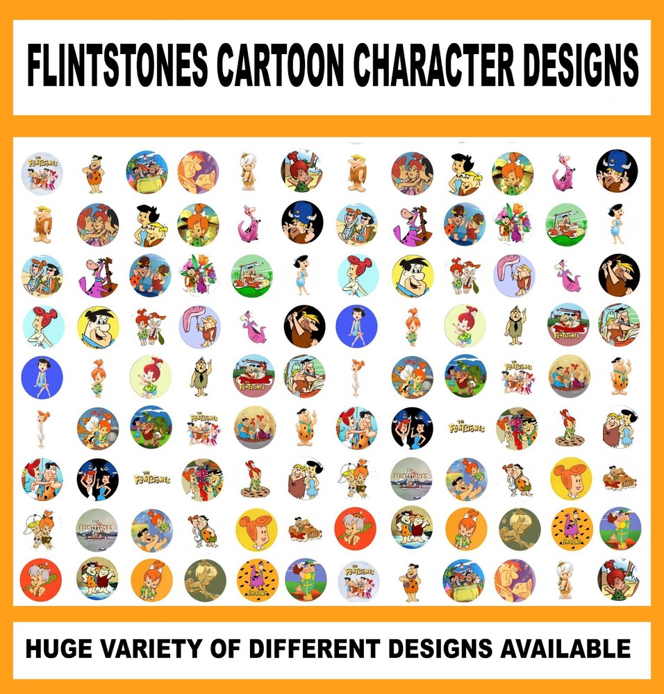 100 Precut CARTOON CHARACTER THE FLINTSTONES BOTTLE CAP CHARM TRAY IMAGES 1 inch