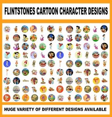 100 Precut CARTOON CHARACTER THE FLINTSTONES BOTTLE CAP CHARM TRAY IMAGES 1 inch