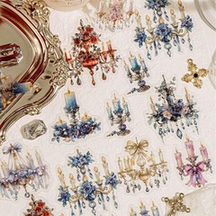20Pcs Flower Candles Holographic Stickers Journal Planner Scrapbooking Collage