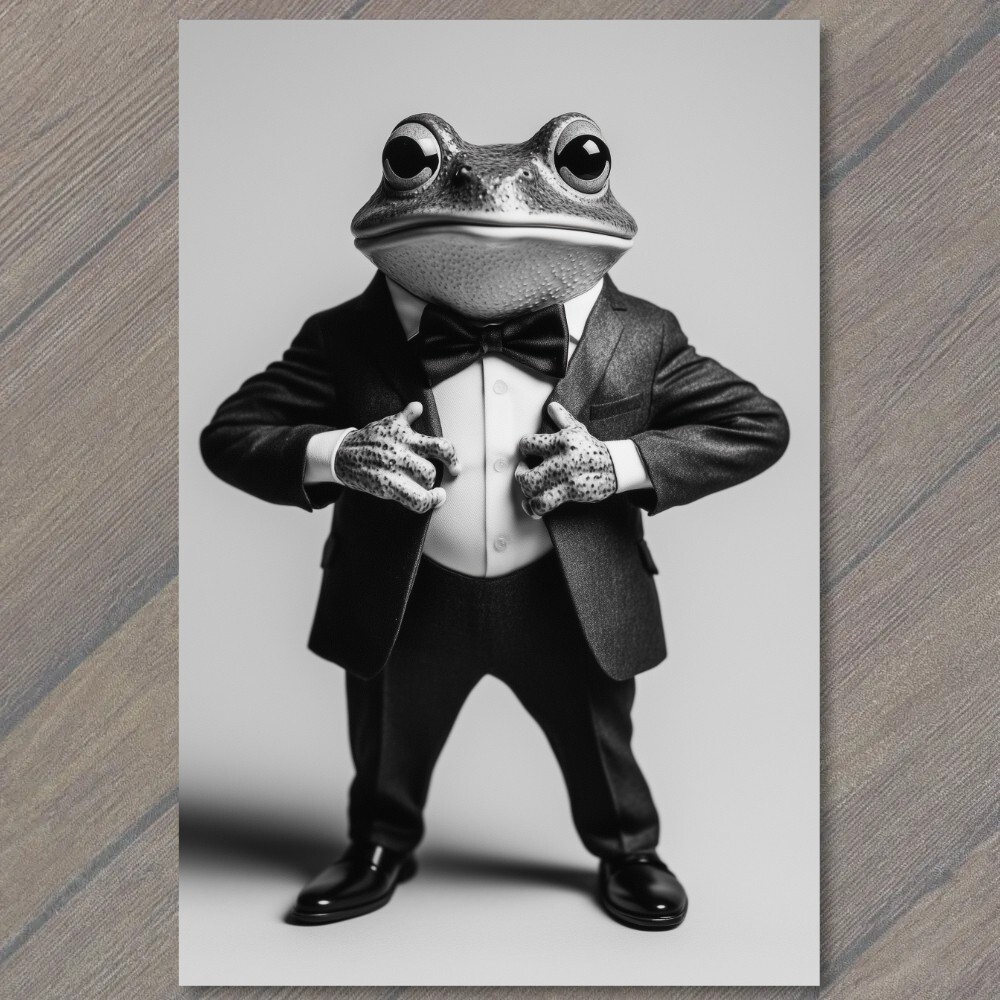 STICKER Dapper Frog Stylish Suit Exuding Weird Creepy Charm Whimsy Cute
