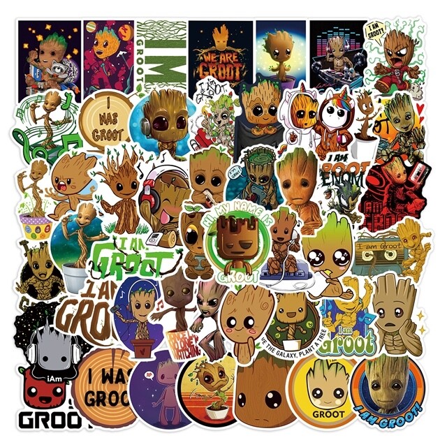 10 Pcs I am Groot Guardians of the Galaxy Stickers | Laptop, Water Bottle