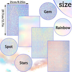 36 Sheets A4 Holographic Paper Sticker Transparent Waterproof Self Adhesive Film