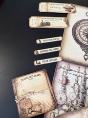 100+ Pc Steampunk Junk Journal Kit Ephemera Bundle Airship Gears Tags Vintage
