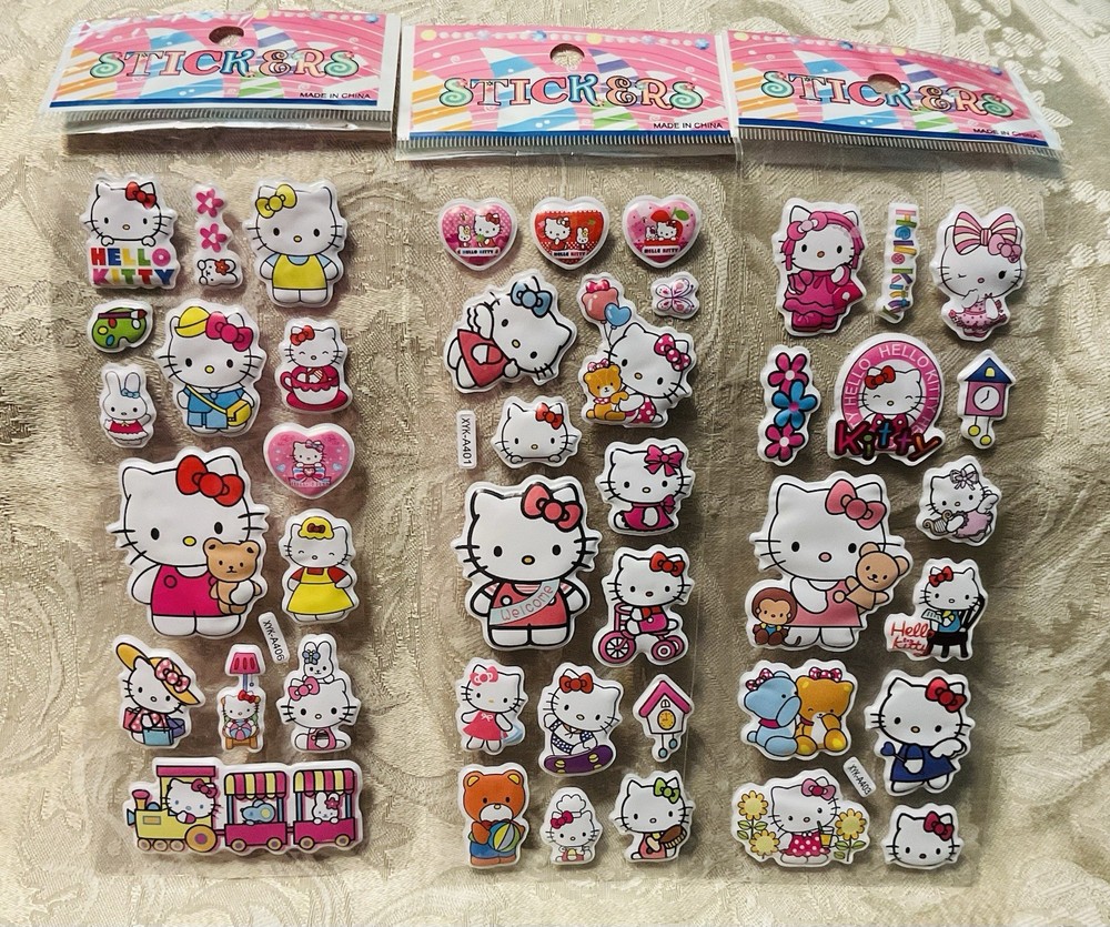 Retro Vintage Look Hello Kitty 3D Bubble Puffy Stickers 3 sets (#8)