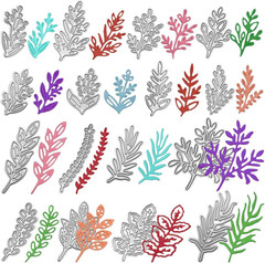 16 Pcs Leaf Metal Die Cuts & Embossing Stencils for Card Making – Carbon Steel C