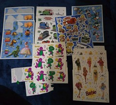 Vintage Hallmark Sticker Lot – Barney Toy Story Barbie Thomas Train Bob Builder