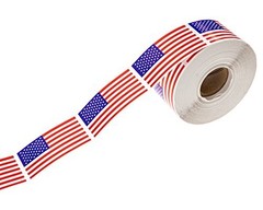 Patriotic USA Flag Stickers – 500 Perforated Labels, 1.25″ x 2.125″, Made in USA