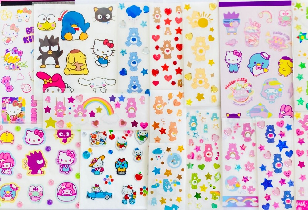 400 Stickers Mxd Themes Hello Kitty Sanrio Friends Care Bears Rainbow Stars Dino