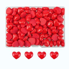 FAZHBARY 120 PCS Red Heart Resin Flatback Plastic Mini Bulk