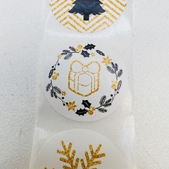 GOLD & BLACK SNOWFLAKE CHRISTMAS ENVELOPE LABELS STICKERS 1.5″ ROUND 1000 Pack