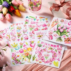 Dispowreath 16 Sheets Pink Tulip Spring Rub 5.9 inches x inches, as shown